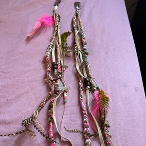 Bohemian Feather and Bead  hair extensions clip in🩷made with love